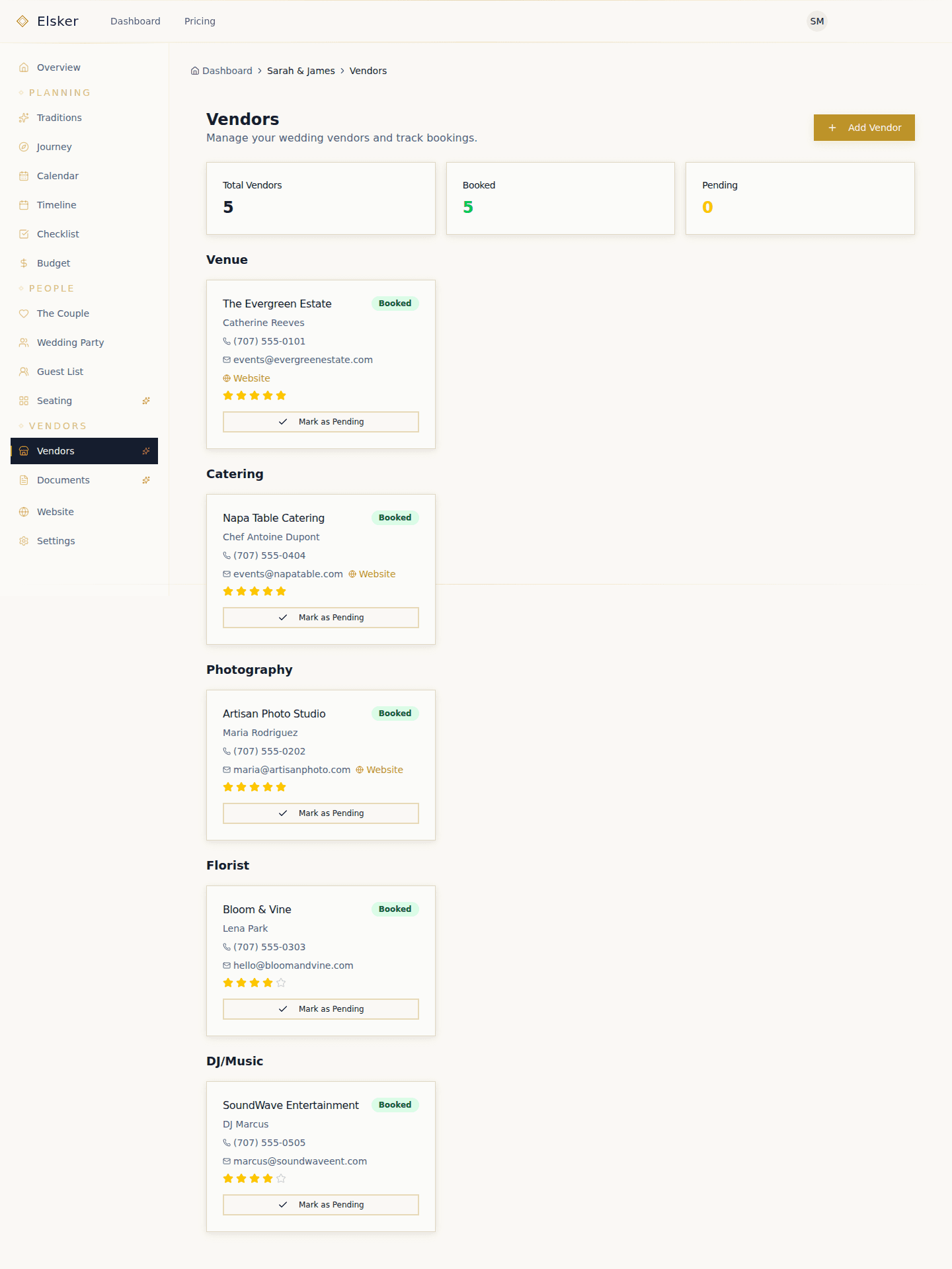 Vendor Hub screenshot